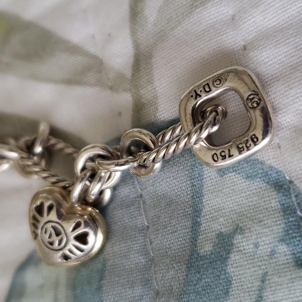 David Yurman Cable Heart Toggle Bracelet 18K-925 31 Gms - Picture 4 of 6